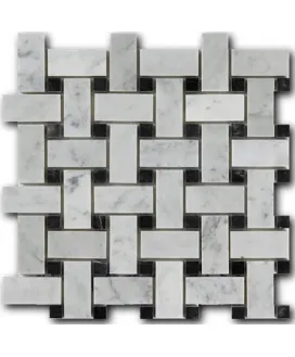 Мозаика Bianco Carrara + Nero Marquina (3x6x1)/(1.5x1.5x1)